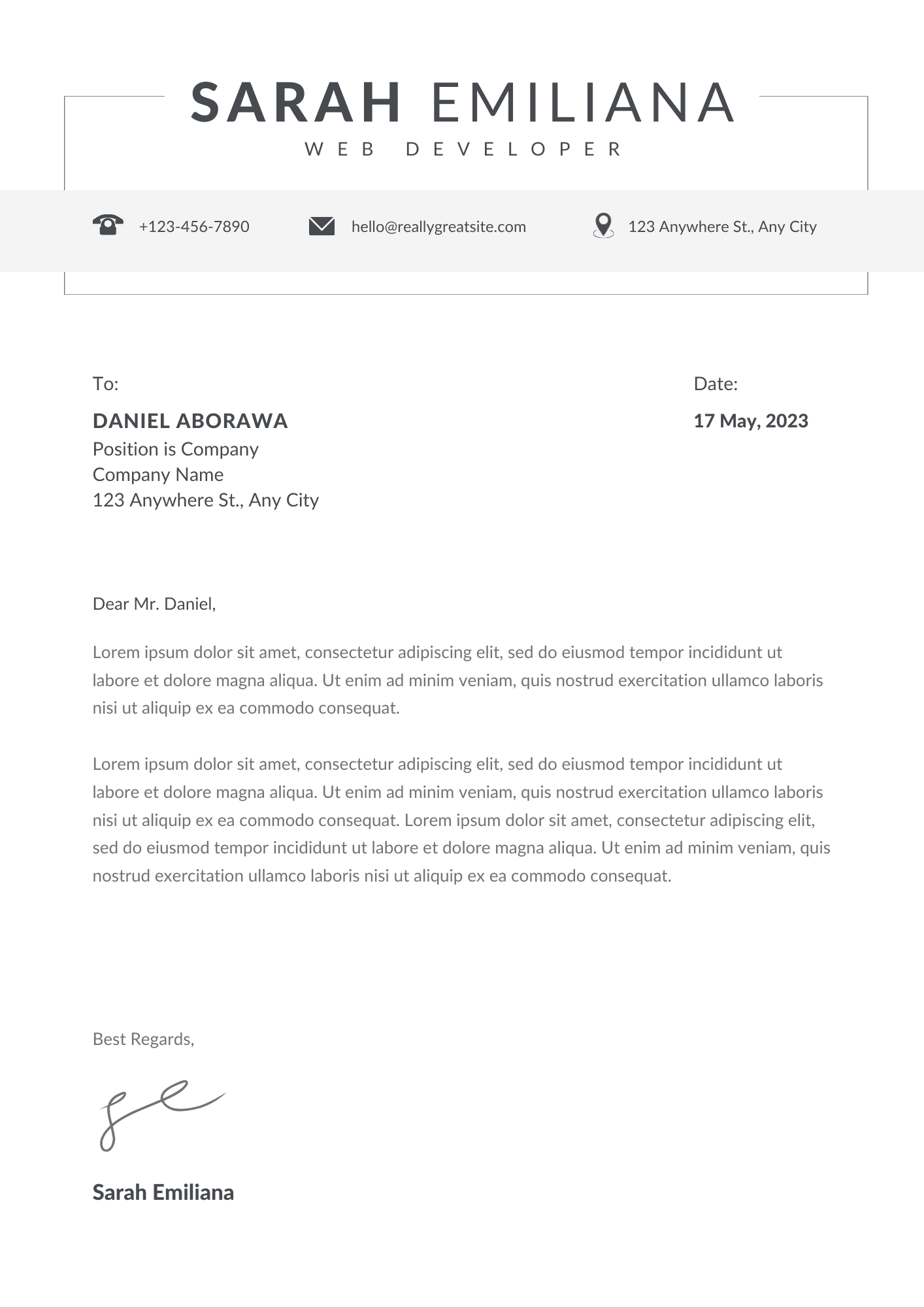 Professional Cover Letter Template 1